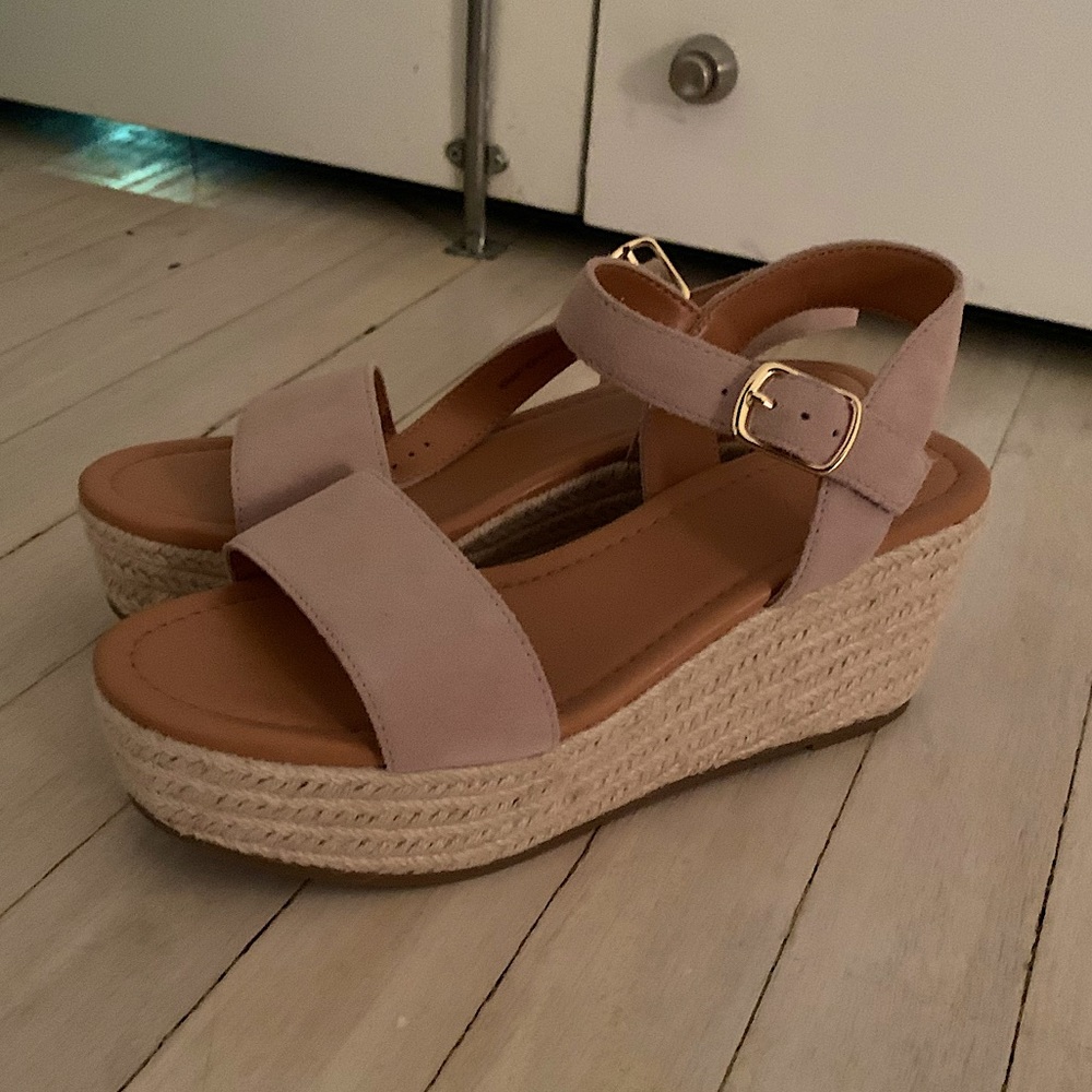 Jcrew platform espadrille sandals. Blush color